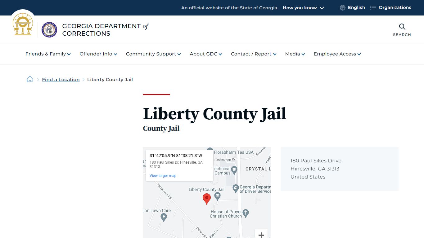 Liberty County Jail | Georgia Department of Corrections